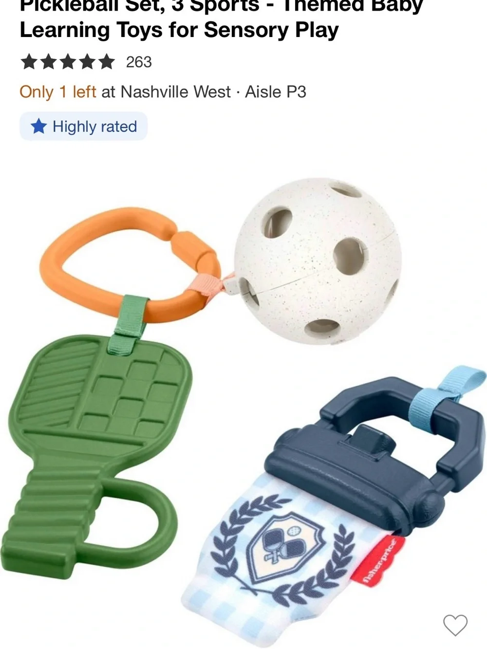 Brand New- Fisher-Price Let's Play Pickleball Baby Toy - NWT!